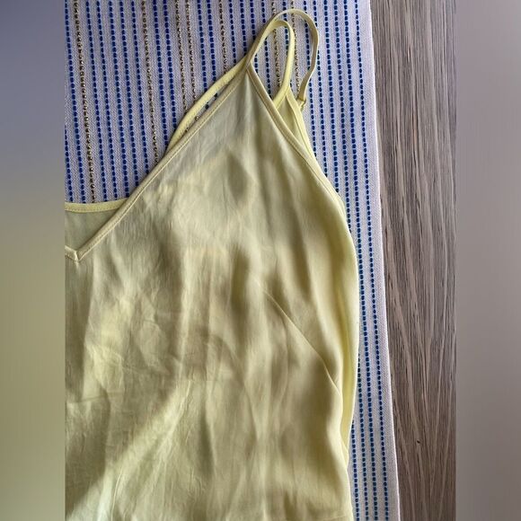 Vince Midi Dress Womens Size XS Solid Yellow Sleeveless Straps Double Dress - Picture 11 of 16